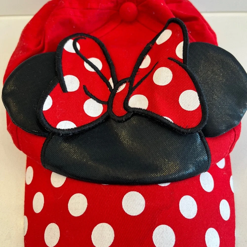 Minnie mouth youth polka dot white red Disney hat